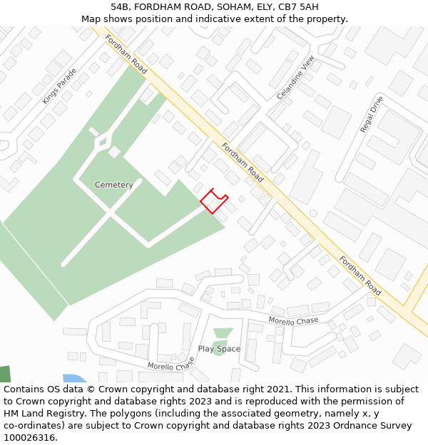 54B, FORDHAM ROAD, SOHAM, ELY, CB7 5AH: Location map and indicative extent of plot