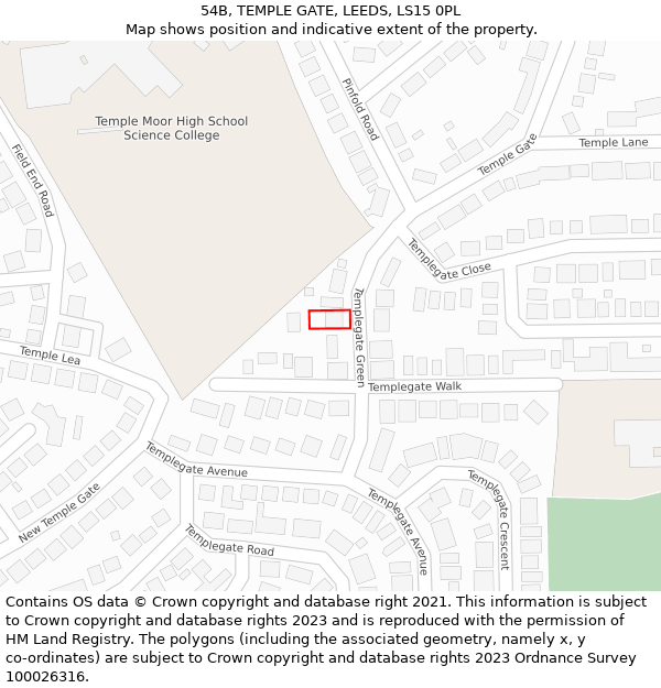 54B, TEMPLE GATE, LEEDS, LS15 0PL: Location map and indicative extent of plot