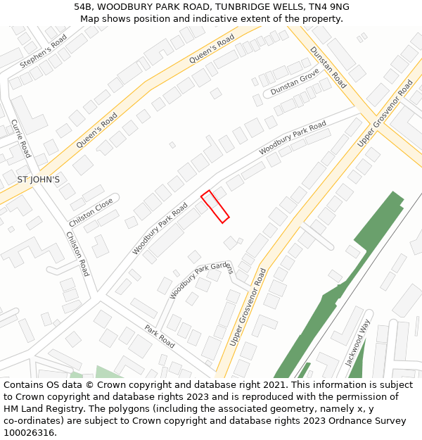 54B, WOODBURY PARK ROAD, TUNBRIDGE WELLS, TN4 9NG: Location map and indicative extent of plot