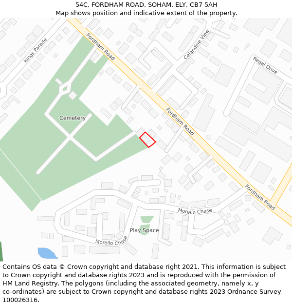 54C, FORDHAM ROAD, SOHAM, ELY, CB7 5AH: Location map and indicative extent of plot