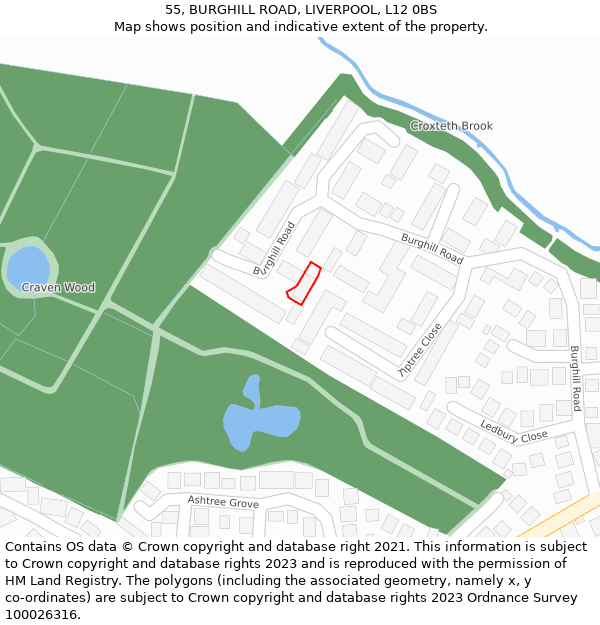 55, BURGHILL ROAD, LIVERPOOL, L12 0BS: Location map and indicative extent of plot