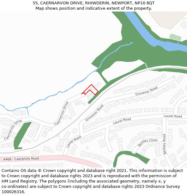 55, CAERNARVON DRIVE, RHIWDERIN, NEWPORT, NP10 8QT: Location map and indicative extent of plot
