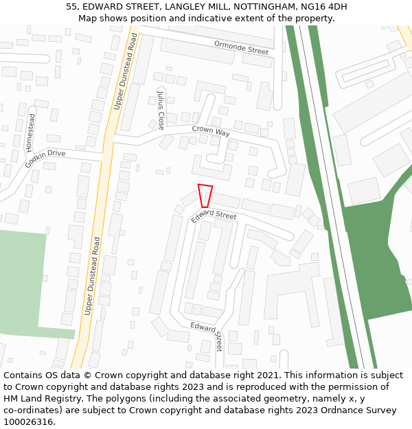 55, EDWARD STREET, LANGLEY MILL, NOTTINGHAM, NG16 4DH: Location map and indicative extent of plot