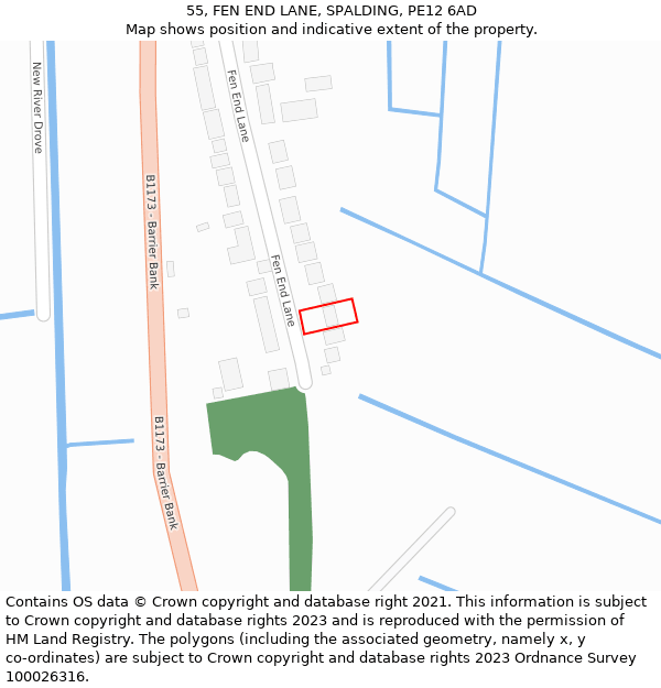 55, FEN END LANE, SPALDING, PE12 6AD: Location map and indicative extent of plot