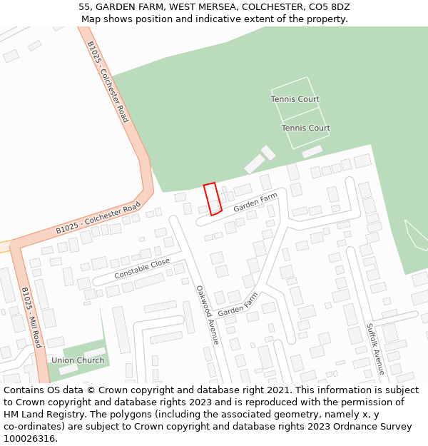 55, GARDEN FARM, WEST MERSEA, COLCHESTER, CO5 8DZ: Location map and indicative extent of plot