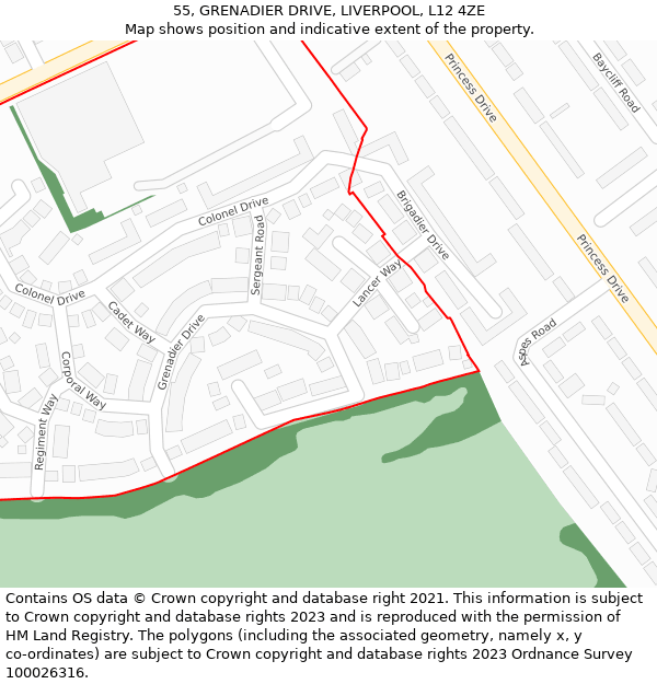 55, GRENADIER DRIVE, LIVERPOOL, L12 4ZE: Location map and indicative extent of plot