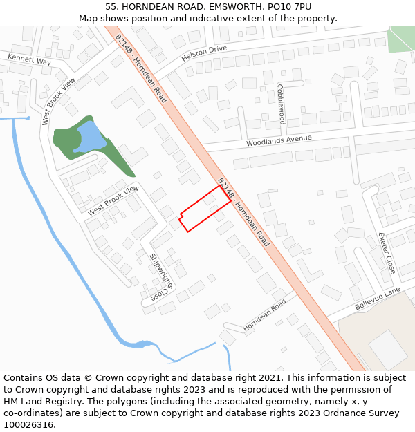 55, HORNDEAN ROAD, EMSWORTH, PO10 7PU: Location map and indicative extent of plot