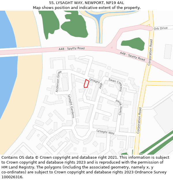 55, LYSAGHT WAY, NEWPORT, NP19 4AL: Location map and indicative extent of plot