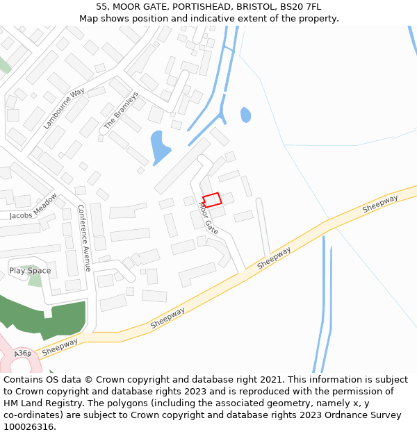 55, MOOR GATE, PORTISHEAD, BRISTOL, BS20 7FL: Location map and indicative extent of plot