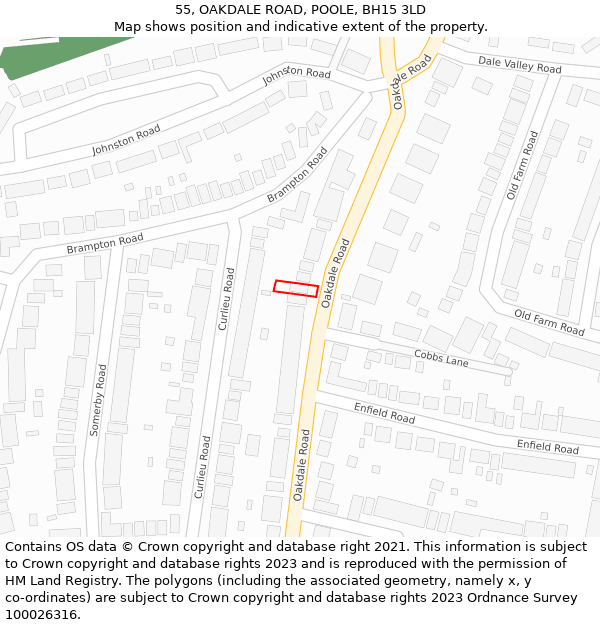 55, OAKDALE ROAD, POOLE, BH15 3LD: Location map and indicative extent of plot