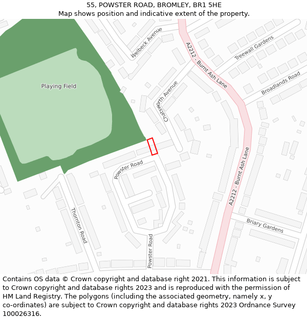 55, POWSTER ROAD, BROMLEY, BR1 5HE: Location map and indicative extent of plot