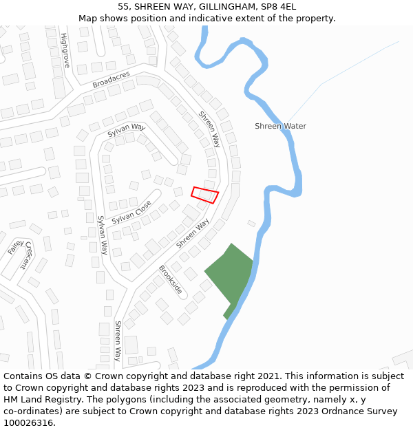 55, SHREEN WAY, GILLINGHAM, SP8 4EL: Location map and indicative extent of plot