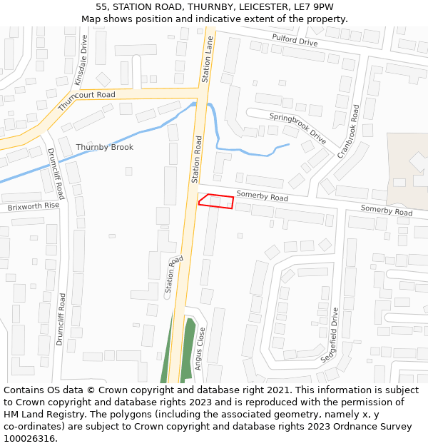 55, STATION ROAD, THURNBY, LEICESTER, LE7 9PW: Location map and indicative extent of plot