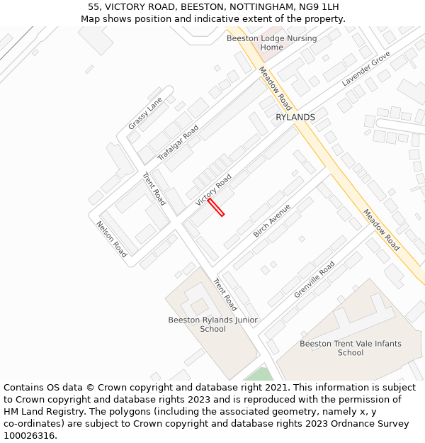 55, VICTORY ROAD, BEESTON, NOTTINGHAM, NG9 1LH: Location map and indicative extent of plot
