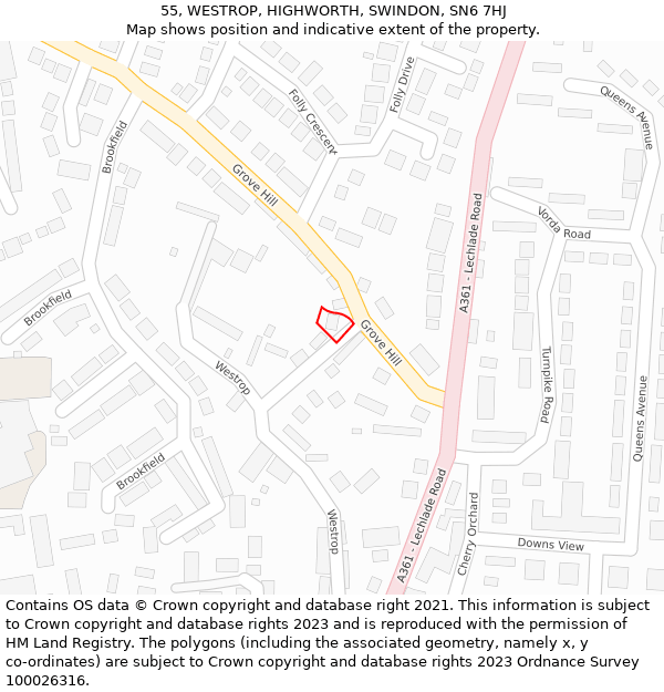 55, WESTROP, HIGHWORTH, SWINDON, SN6 7HJ: Location map and indicative extent of plot