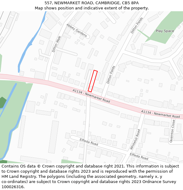 557, NEWMARKET ROAD, CAMBRIDGE, CB5 8PA: Location map and indicative extent of plot