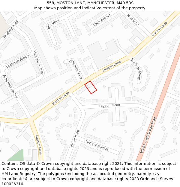 558, MOSTON LANE, MANCHESTER, M40 5RS: Location map and indicative extent of plot