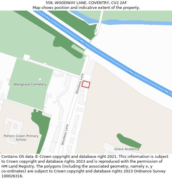 558, WOODWAY LANE, COVENTRY, CV2 2AF: Location map and indicative extent of plot