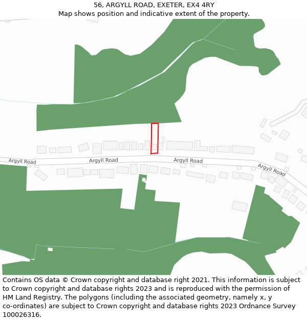 56, ARGYLL ROAD, EXETER, EX4 4RY: Location map and indicative extent of plot