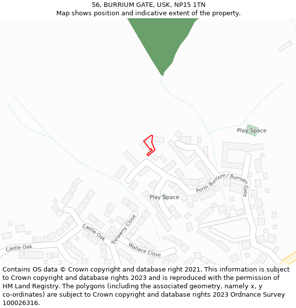 56, BURRIUM GATE, USK, NP15 1TN: Location map and indicative extent of plot