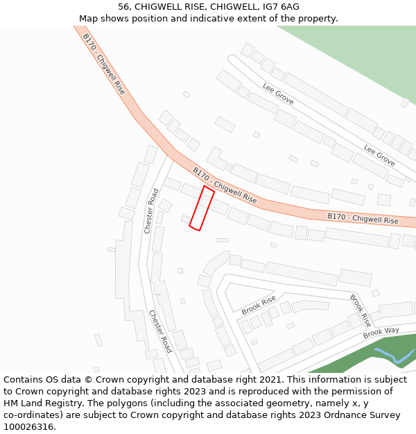 56, CHIGWELL RISE, CHIGWELL, IG7 6AG: Location map and indicative extent of plot