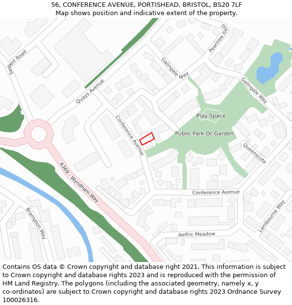 56, CONFERENCE AVENUE, PORTISHEAD, BRISTOL, BS20 7LF: Location map and indicative extent of plot