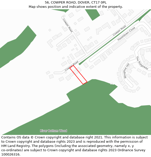 56, COWPER ROAD, DOVER, CT17 0PL: Location map and indicative extent of plot