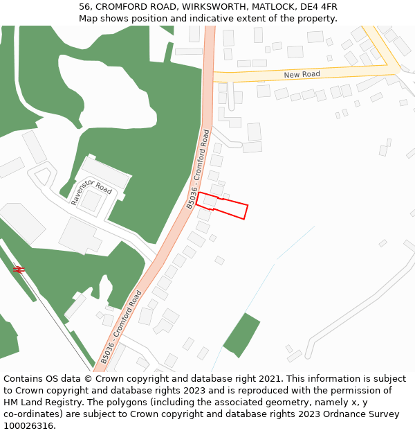 56, CROMFORD ROAD, WIRKSWORTH, MATLOCK, DE4 4FR: Location map and indicative extent of plot