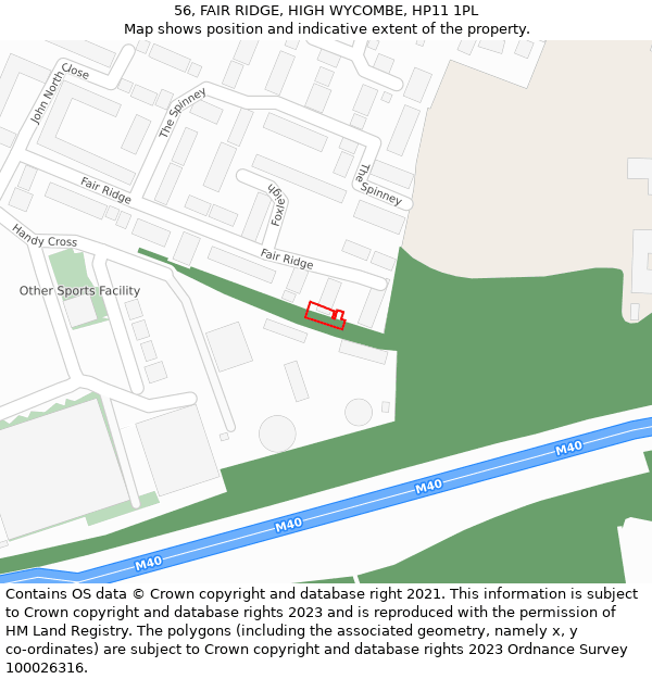 56, FAIR RIDGE, HIGH WYCOMBE, HP11 1PL: Location map and indicative extent of plot