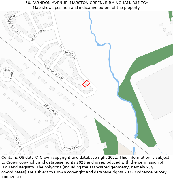 56, FARNDON AVENUE, MARSTON GREEN, BIRMINGHAM, B37 7GY: Location map and indicative extent of plot