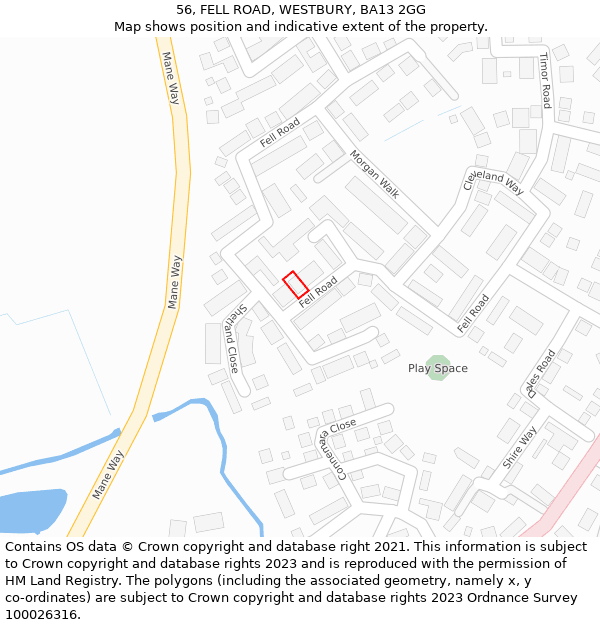 56, FELL ROAD, WESTBURY, BA13 2GG: Location map and indicative extent of plot