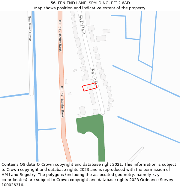 56, FEN END LANE, SPALDING, PE12 6AD: Location map and indicative extent of plot