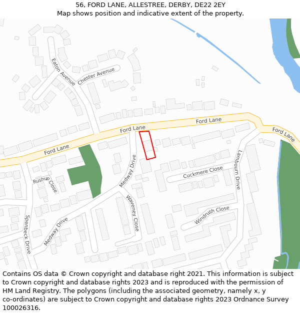 56, FORD LANE, ALLESTREE, DERBY, DE22 2EY: Location map and indicative extent of plot