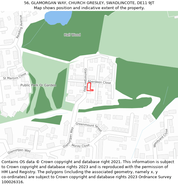 56, GLAMORGAN WAY, CHURCH GRESLEY, SWADLINCOTE, DE11 9JT: Location map and indicative extent of plot