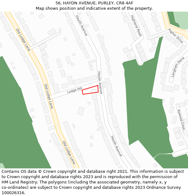 56, HAYDN AVENUE, PURLEY, CR8 4AF: Location map and indicative extent of plot