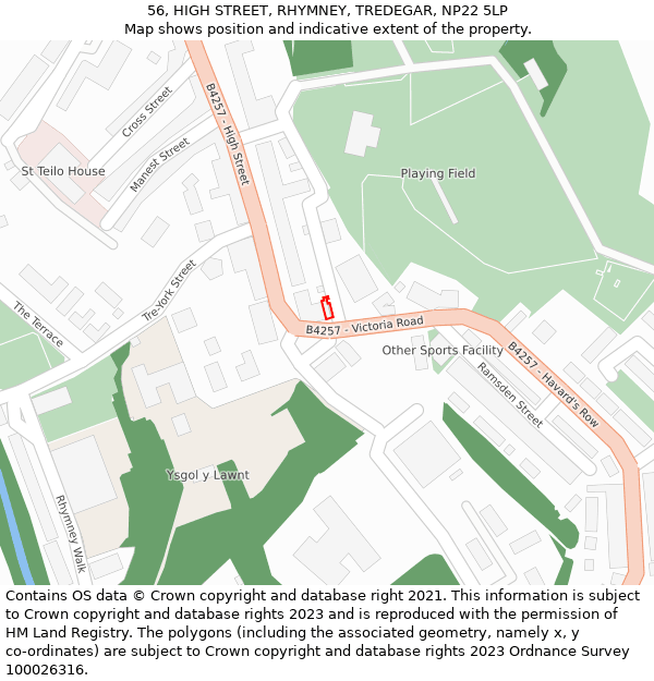 56, HIGH STREET, RHYMNEY, TREDEGAR, NP22 5LP: Location map and indicative extent of plot