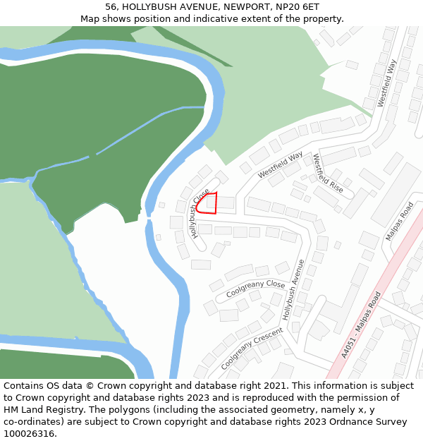 56, HOLLYBUSH AVENUE, NEWPORT, NP20 6ET: Location map and indicative extent of plot