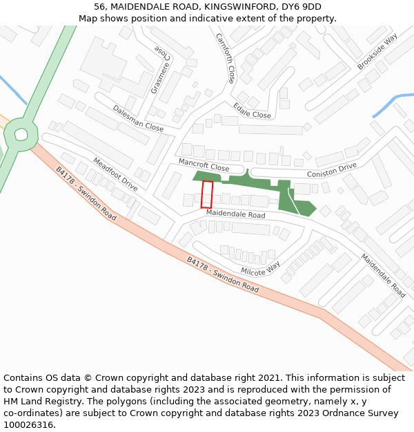 56, MAIDENDALE ROAD, KINGSWINFORD, DY6 9DD: Location map and indicative extent of plot