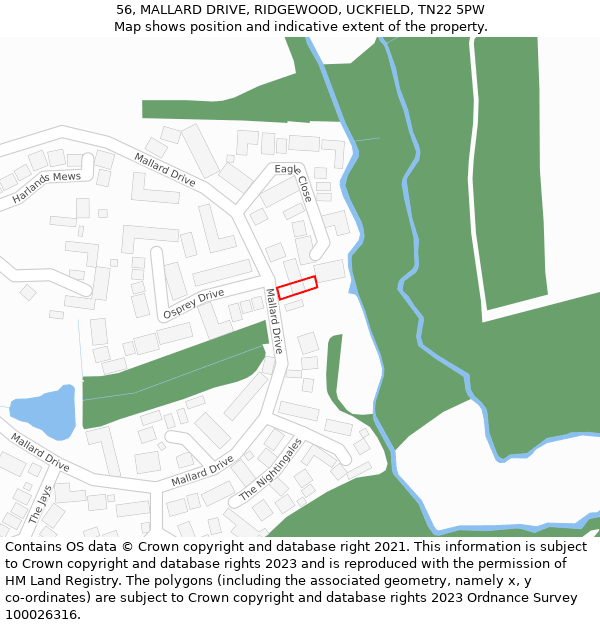 56, MALLARD DRIVE, RIDGEWOOD, UCKFIELD, TN22 5PW: Location map and indicative extent of plot