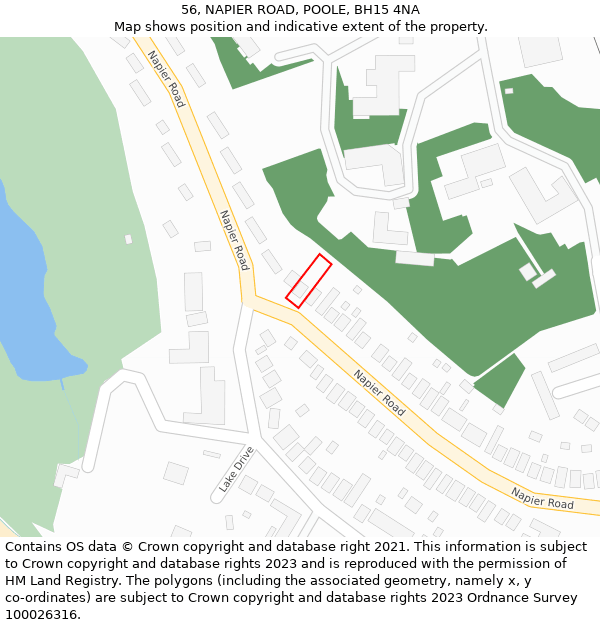 56, NAPIER ROAD, POOLE, BH15 4NA: Location map and indicative extent of plot