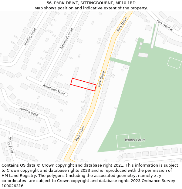 56, PARK DRIVE, SITTINGBOURNE, ME10 1RD: Location map and indicative extent of plot