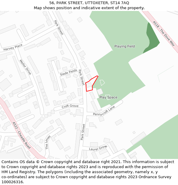 56, PARK STREET, UTTOXETER, ST14 7AQ: Location map and indicative extent of plot