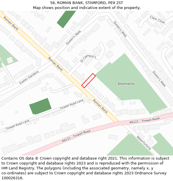 56, ROMAN BANK, STAMFORD, PE9 2ST: Location map and indicative extent of plot