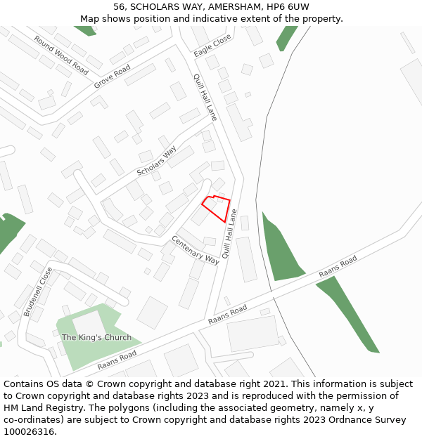 56, SCHOLARS WAY, AMERSHAM, HP6 6UW: Location map and indicative extent of plot