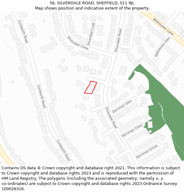 56, SILVERDALE ROAD, SHEFFIELD, S11 9JL: Location map and indicative extent of plot