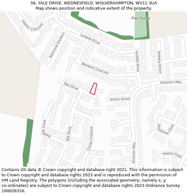 56, YALE DRIVE, WEDNESFIELD, WOLVERHAMPTON, WV11 3UA: Location map and indicative extent of plot