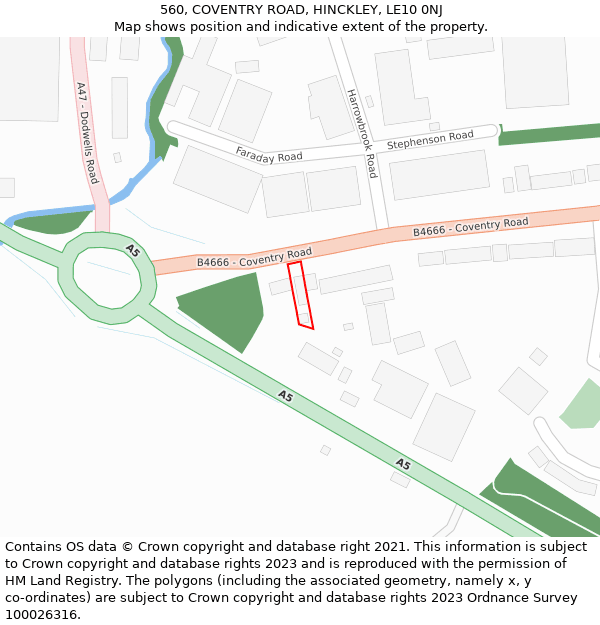 560, COVENTRY ROAD, HINCKLEY, LE10 0NJ: Location map and indicative extent of plot