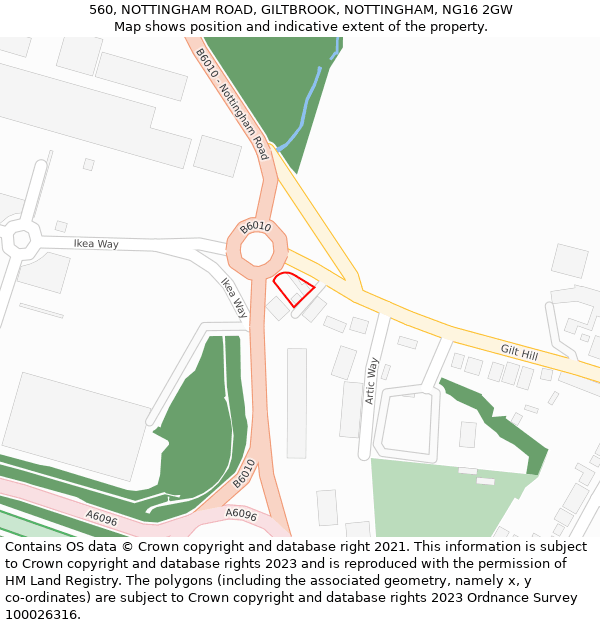 560, NOTTINGHAM ROAD, GILTBROOK, NOTTINGHAM, NG16 2GW: Location map and indicative extent of plot