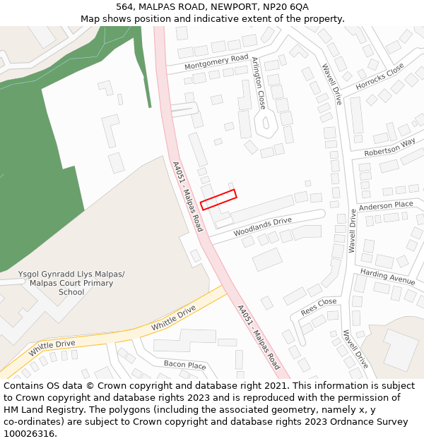564, MALPAS ROAD, NEWPORT, NP20 6QA: Location map and indicative extent of plot