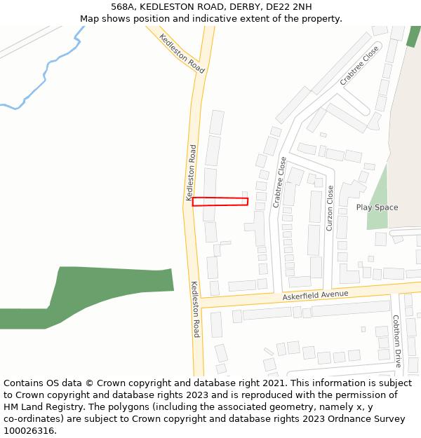 568A, KEDLESTON ROAD, DERBY, DE22 2NH: Location map and indicative extent of plot